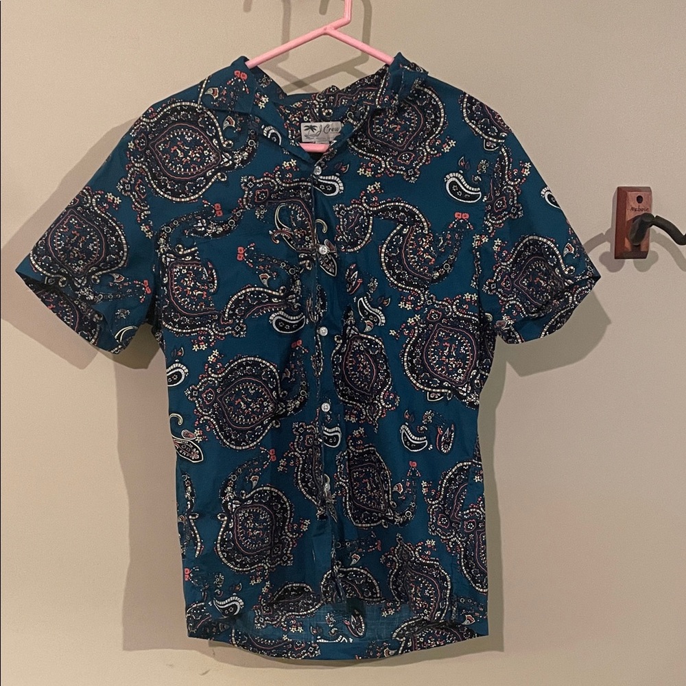 J. Crew Men's Blue Paisley Button Down Shirt